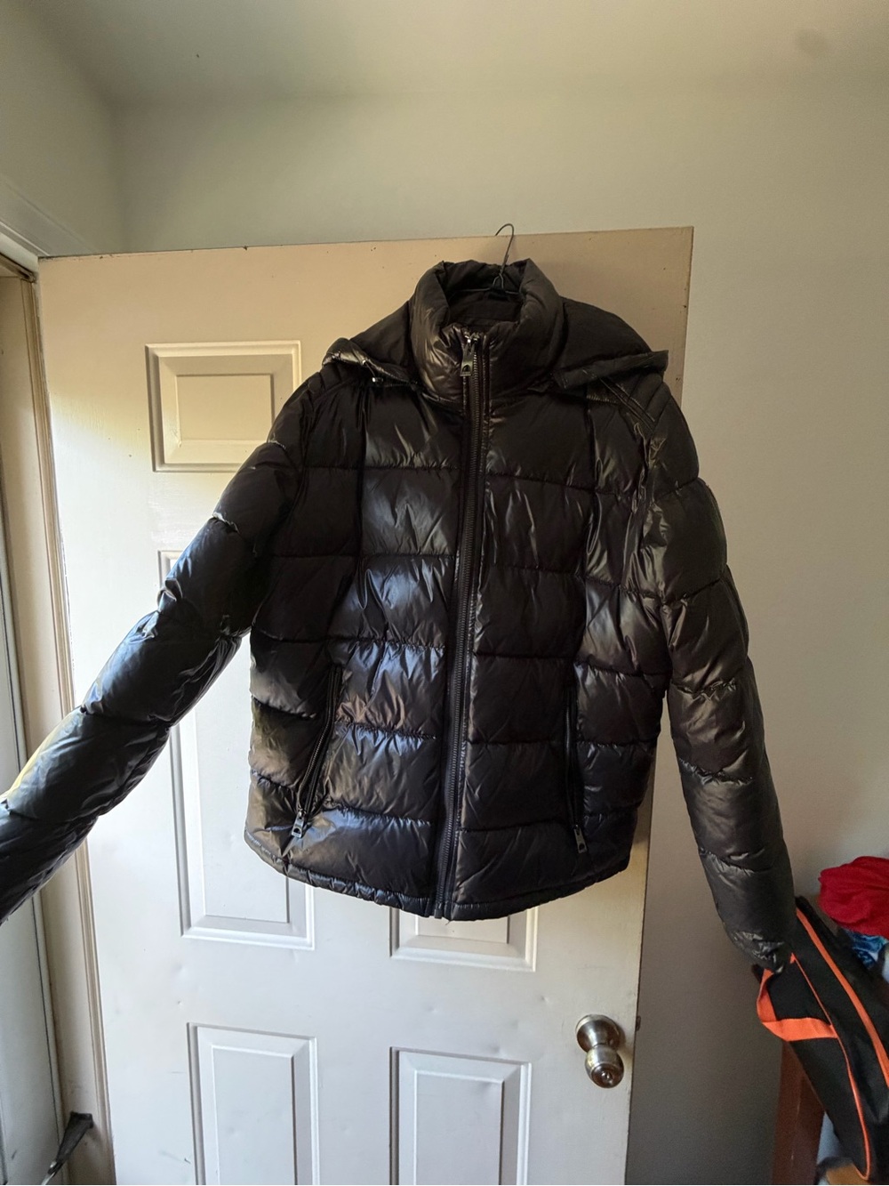 Guess Men's Shiny Black Quilted Puffer Jacket